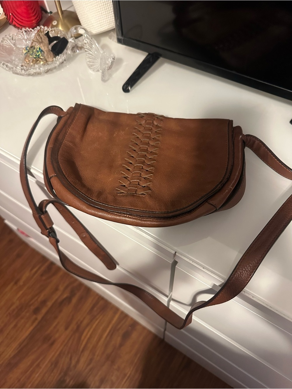 Banana Republic Brown Woven Leather Crossbody Bag